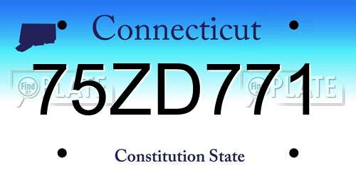 75ZD771 Connecticut License Plate
