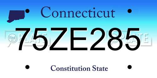 75ZE285 Connecticut License Plate