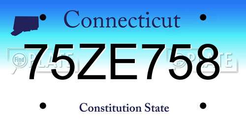 75ZE758 Connecticut License Plate