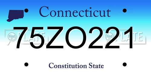 75ZO221 Connecticut License Plate