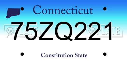 75ZQ221 Connecticut License Plate
