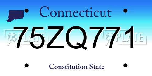75ZQ771 Connecticut License Plate