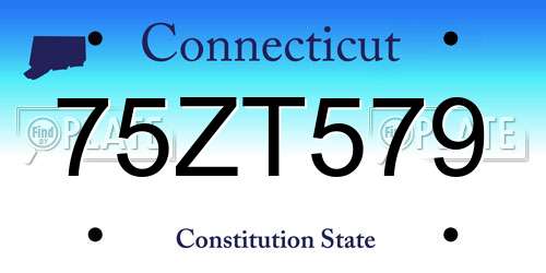 75ZT579 Connecticut License Plate