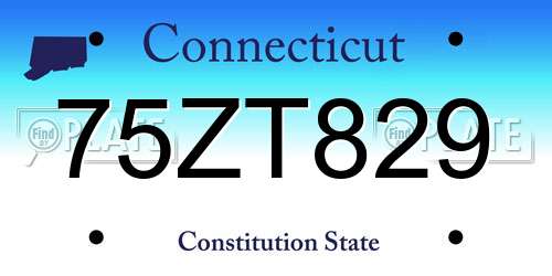 75ZT829 Connecticut License Plate