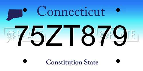 75ZT879 Connecticut License Plate