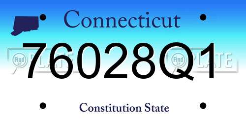 76028Q1 Connecticut License Plate