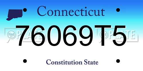 76069T5 Connecticut License Plate