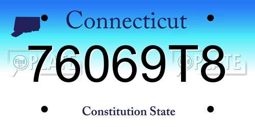 76069T8 Connecticut License Plate