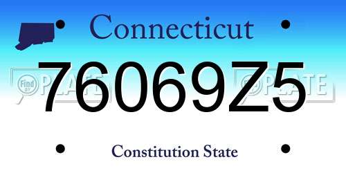 76069Z5 Connecticut License Plate