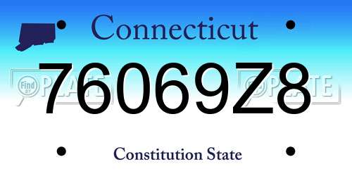 76069Z8 Connecticut License Plate