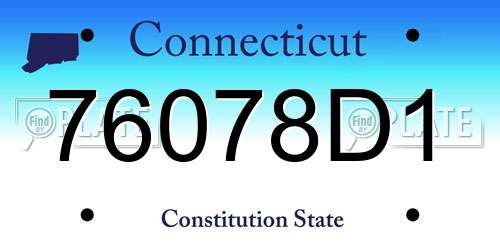 76078D1 Connecticut License Plate