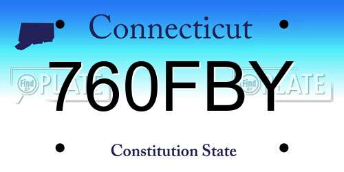 760FBY Connecticut License Plate