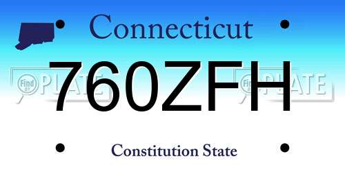 760ZFH Connecticut License Plate