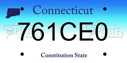 761CE0 Connecticut License Plate