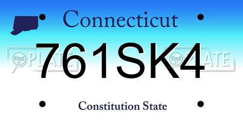 761SK4 Connecticut License Plate