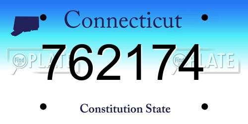 762174 Connecticut License Plate