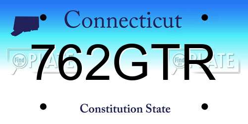 762GTR Connecticut License Plate