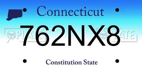 762NX8 Connecticut License Plate