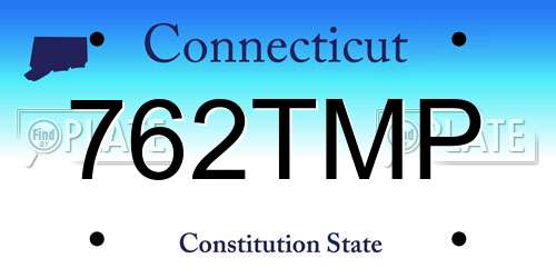 762TMP Connecticut License Plate