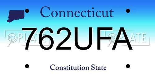 762UFA Connecticut License Plate