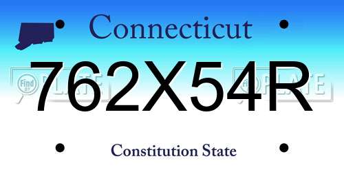 762X54R Connecticut License Plate