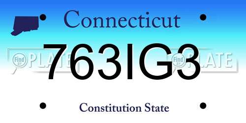 763IG3 Connecticut License Plate
