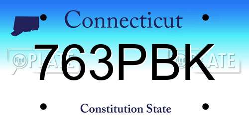 763PBK Connecticut License Plate