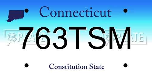 763TSM Connecticut License Plate