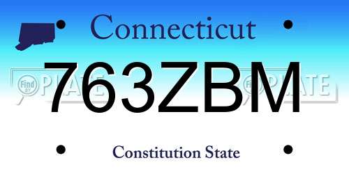 763ZBM Connecticut License Plate