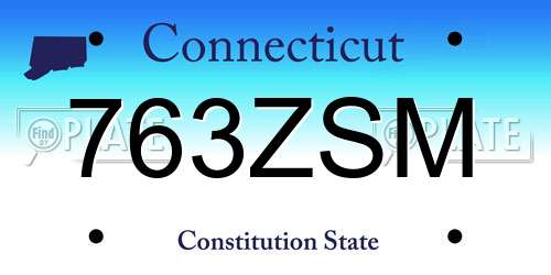 763ZSM Connecticut License Plate