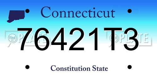 76421T3 Connecticut License Plate
