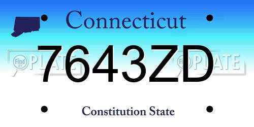 7643ZD Connecticut License Plate