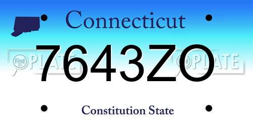 7643ZO Connecticut License Plate