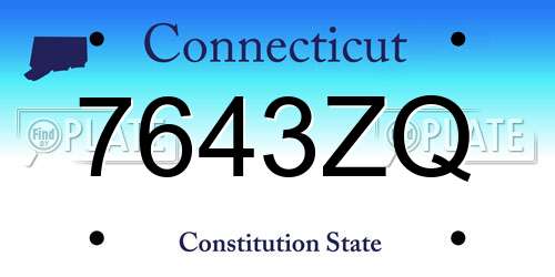 7643ZQ Connecticut License Plate