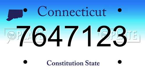 7647123 Connecticut License Plate