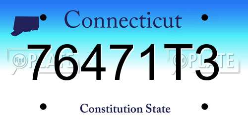76471T3 Connecticut License Plate