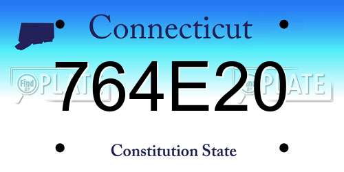 764E20 Connecticut License Plate