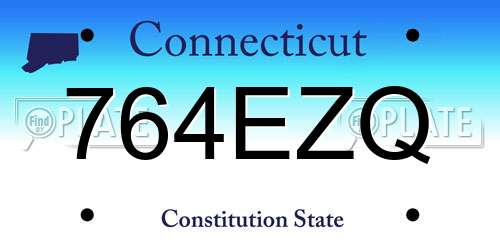 764EZQ Connecticut License Plate
