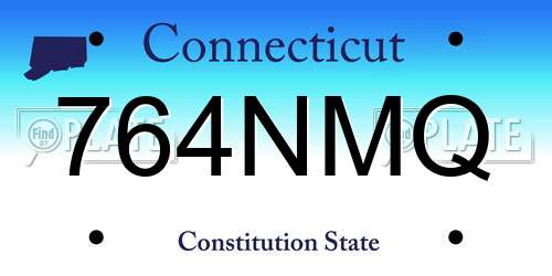 764NMQ Connecticut License Plate