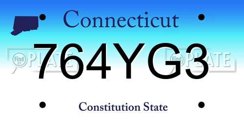 764YG3 Connecticut License Plate