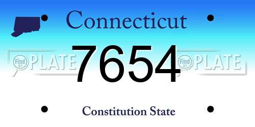 7654 Connecticut License Plate
