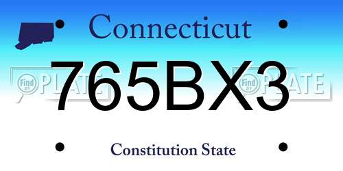 765BX3 Connecticut License Plate