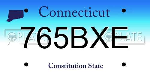 765BXE Connecticut License Plate