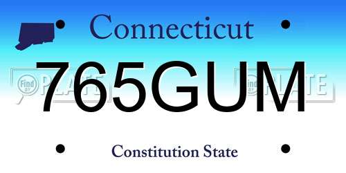 765GUM Connecticut License Plate