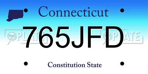 765JFD Connecticut License Plate