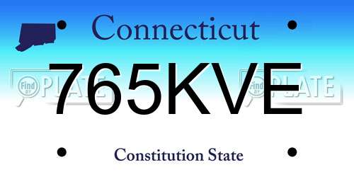 765KVE Connecticut License Plate