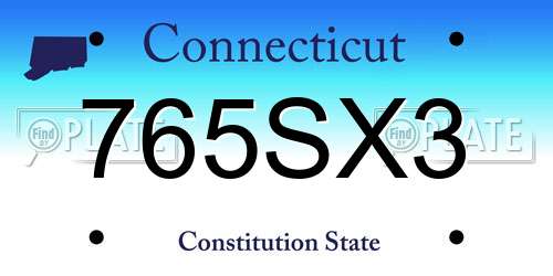 765SX3 Connecticut License Plate