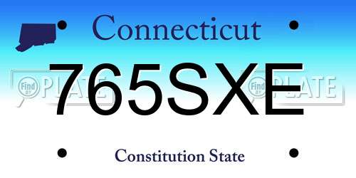 765SXE Connecticut License Plate