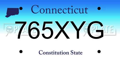 765XYG Connecticut License Plate