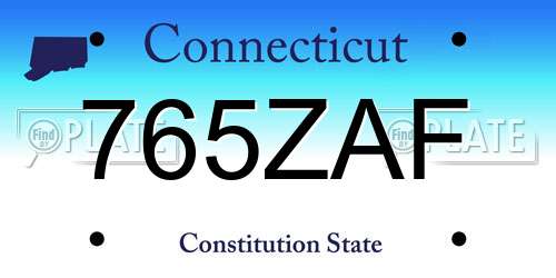 765ZAF Connecticut License Plate